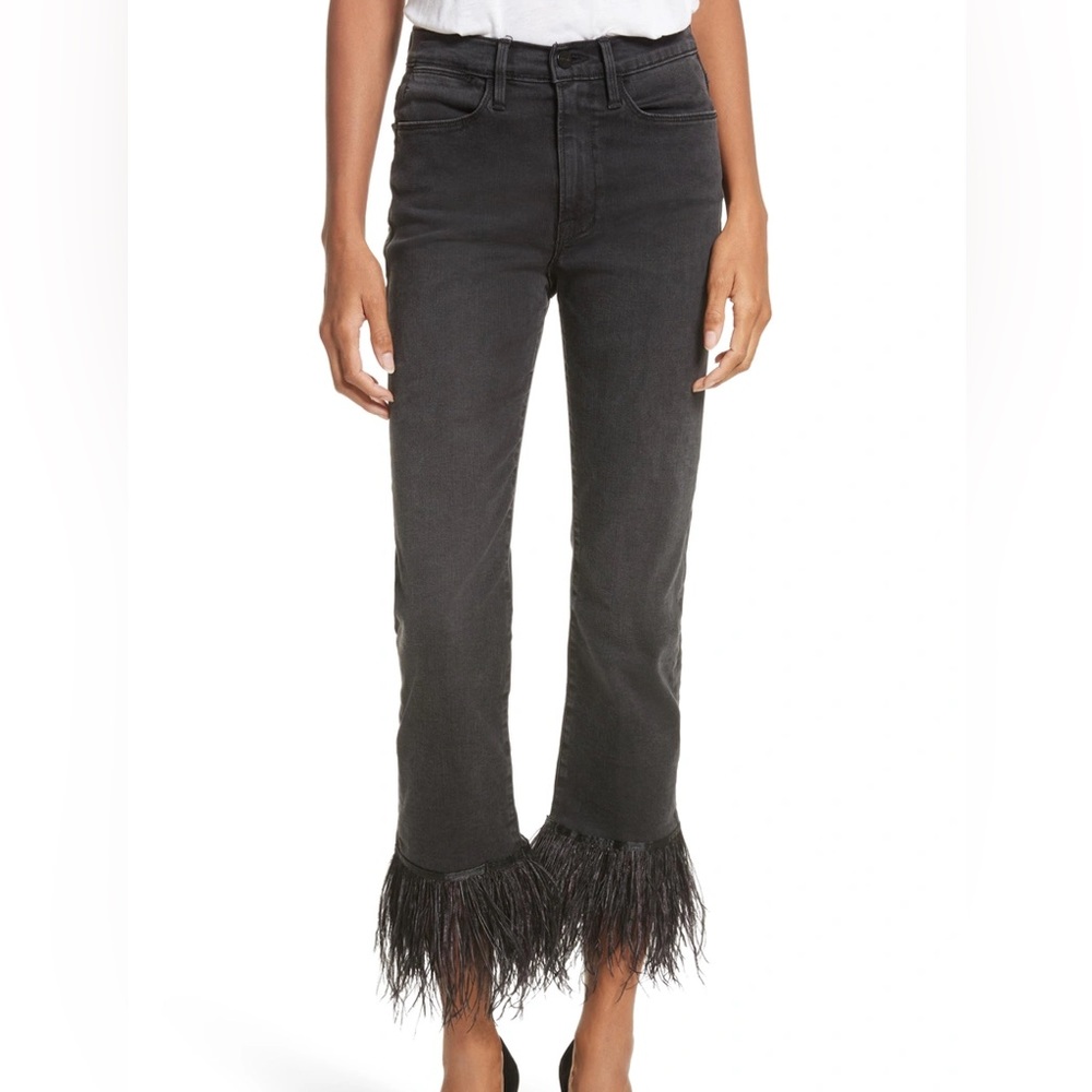 FRAME- Le Straight High Feathered Crop Jeans